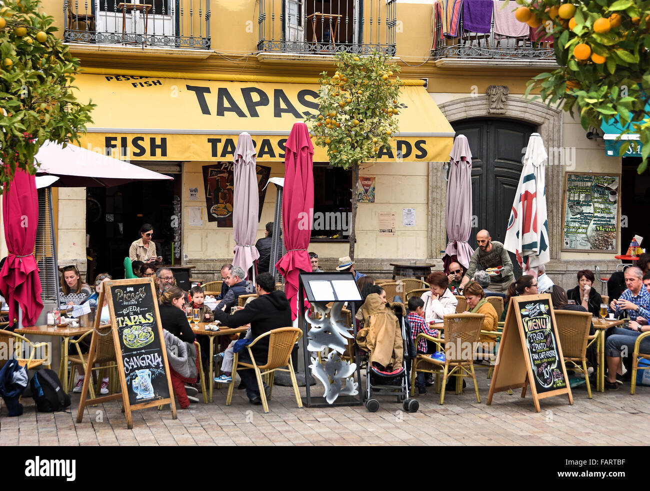 Plaza De La Merced Malaga spanische Café bar Restaurant Spanien Andalusien Stockfoto