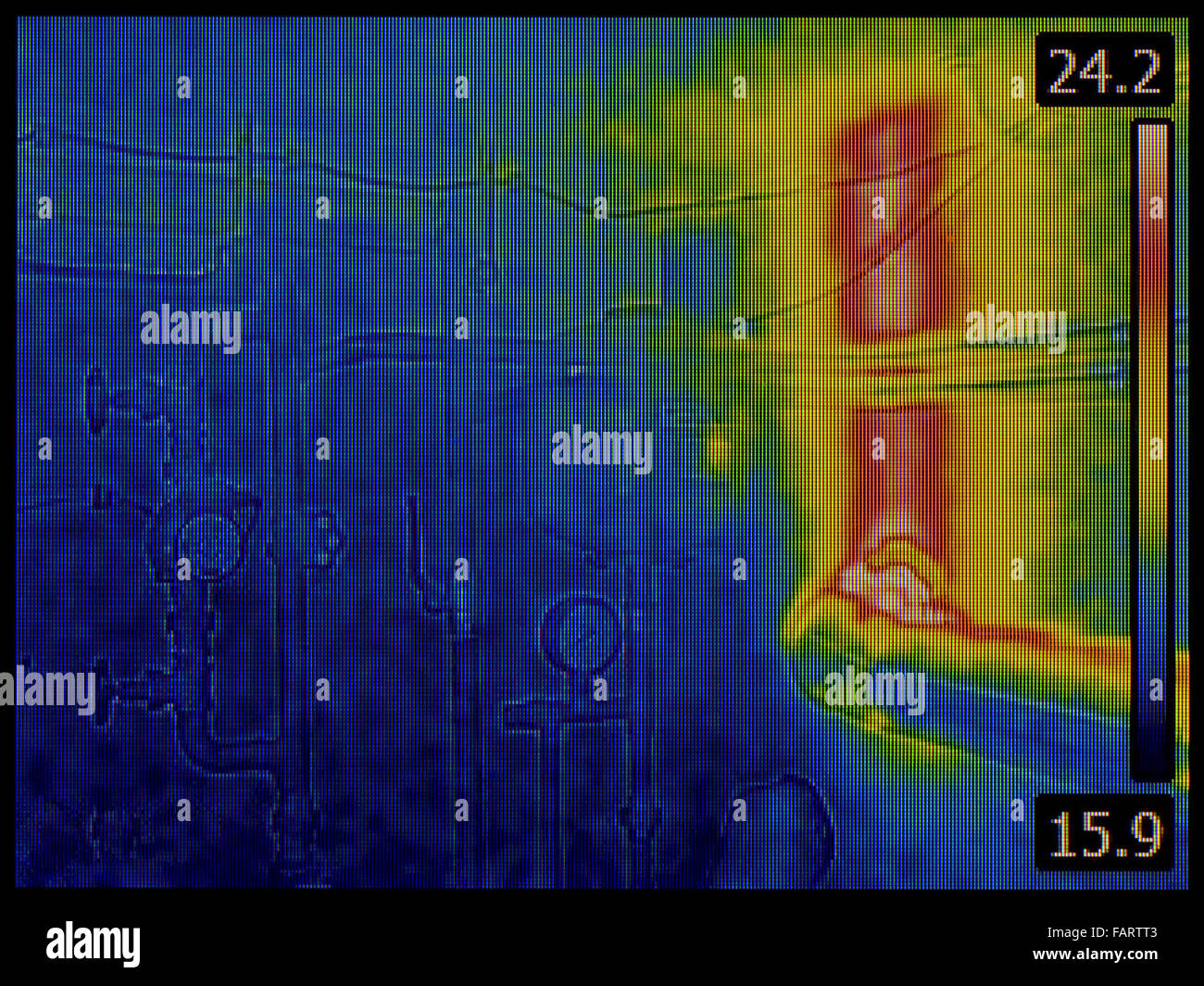 Zentralheizung System Wärmebildtechnik Stockfoto