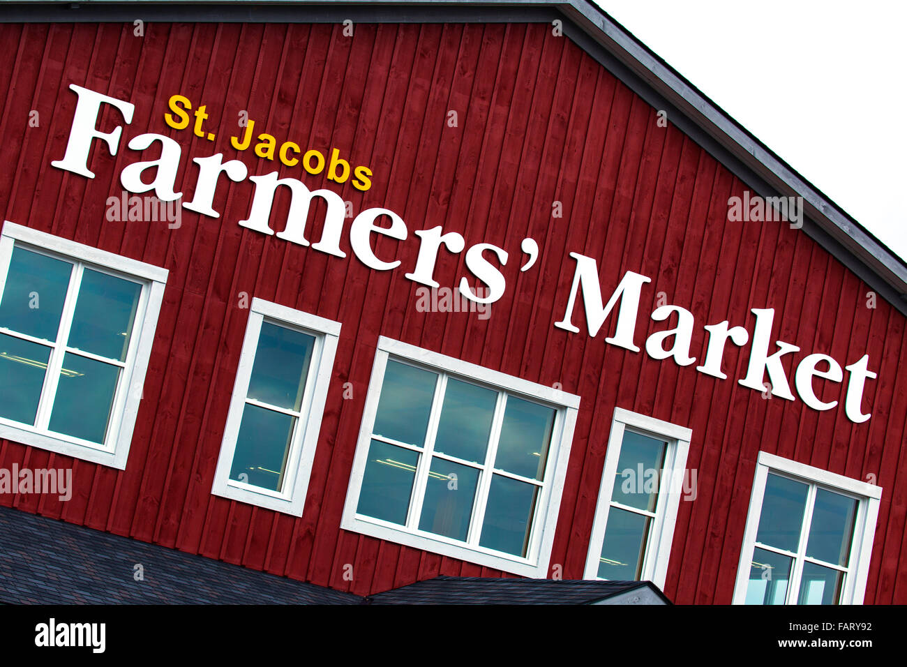 Schild am St. Jacobs Farmers Market Stockfoto