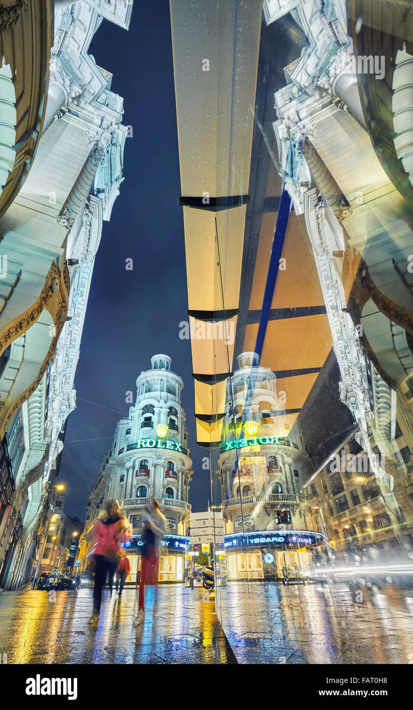 Gran Via street at night. Madrid. Spain Stockfoto