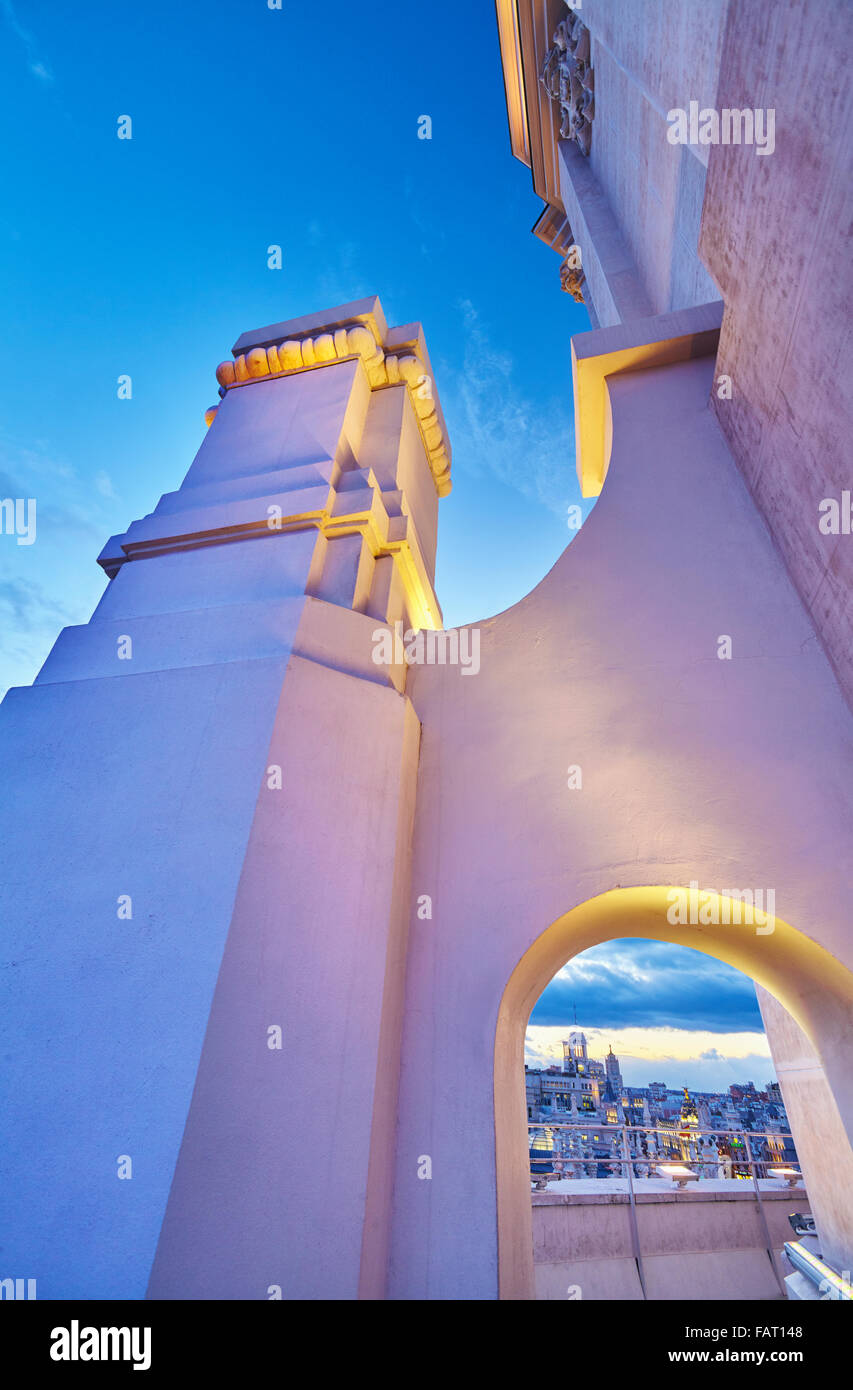 Cibeles Palace rooftop. Madrid, Spain. Stockfoto