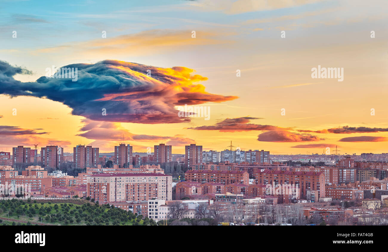 Villaverde Nachbarschaft Panoramablick. Madrid, Spanien Stockfoto