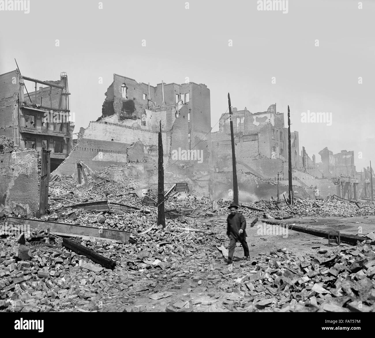 Chinatown-Ruinen nach Erdbeben von San Francisco, Kalifornien, USA, ca. 1906 Stockfoto