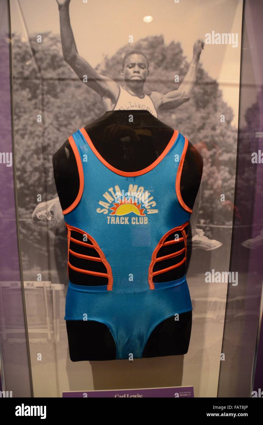 National Museum of American History Carl Lewis Outfit Santa Monica Track Club laufen Stockfoto