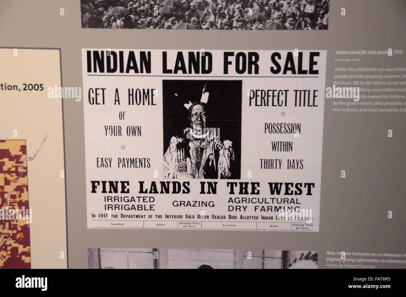 National Museum of the American Indian land für Verkauf Zeichen poster Stockfoto