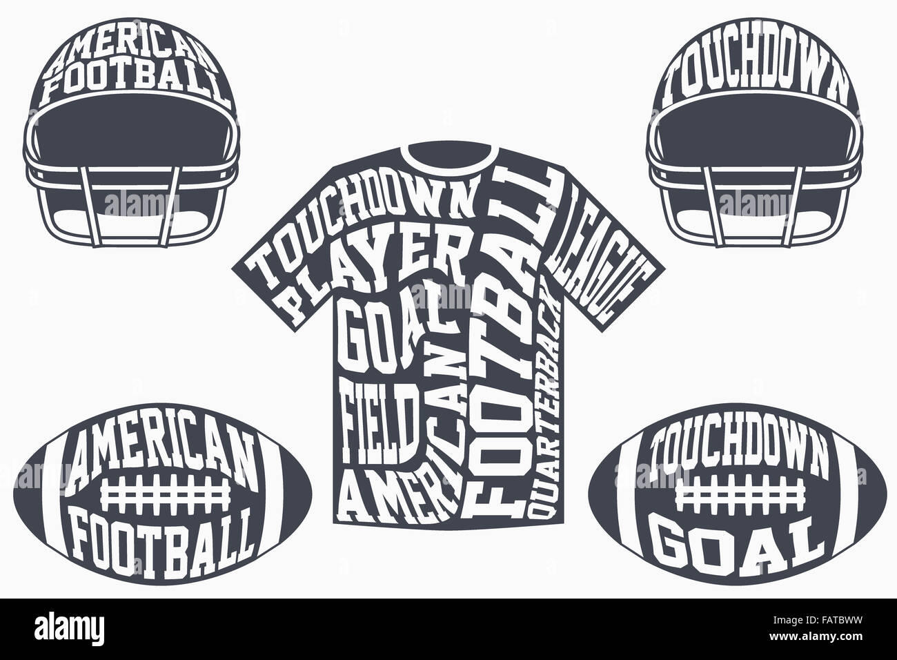 Sport Symbole des American Football mit Typografie Stockfoto