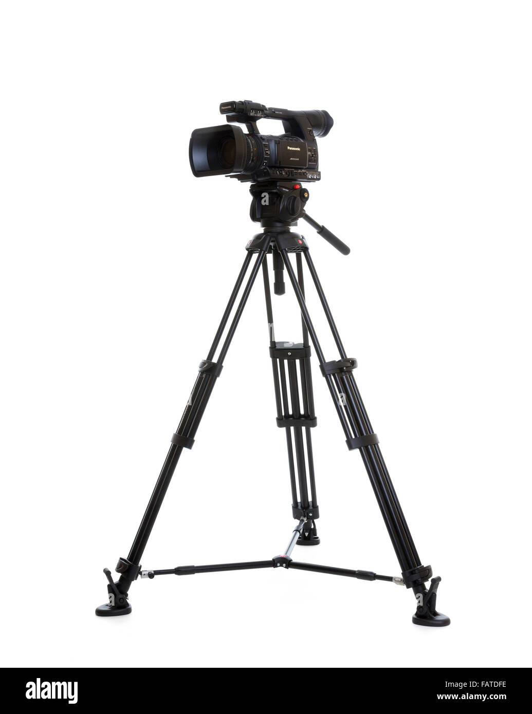 professionelle Camcorder - Panasonic AG-AC160 auf Stativ Stockfoto