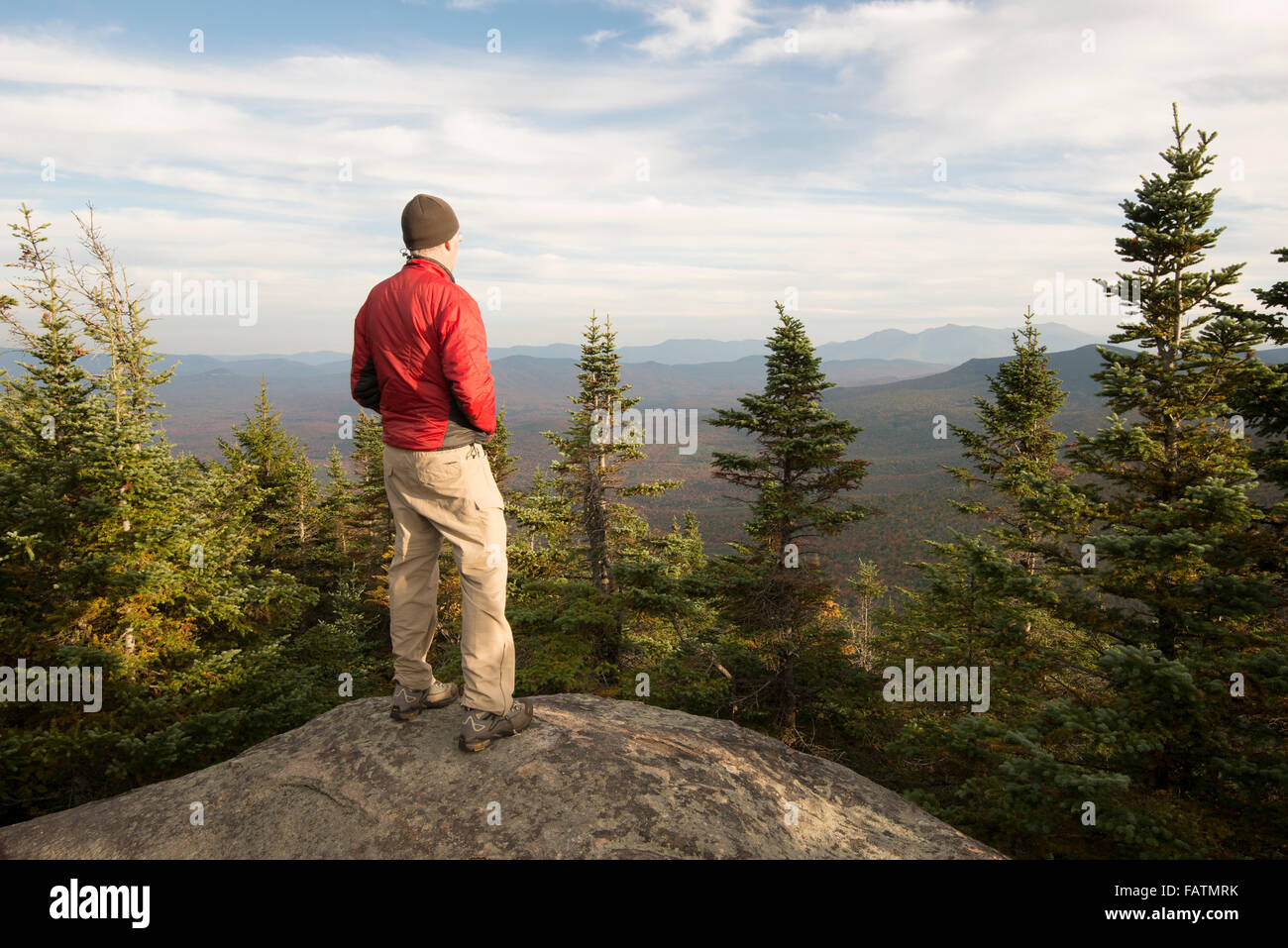 Wanderer am Gipfel des The Horn, White Mountain National Forest NH Stockfoto
