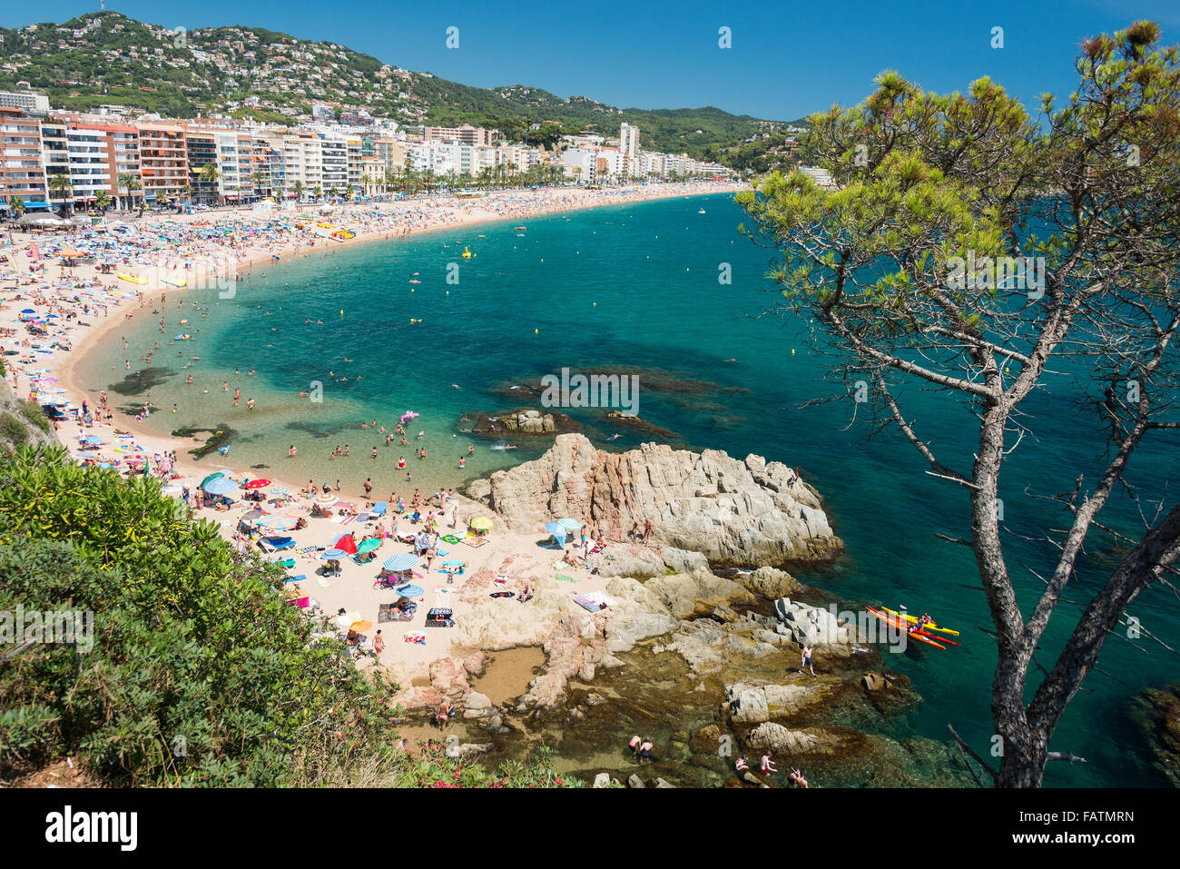 Strand von Lloret, Lloret de Mar, Costa Brava, Provinz Girona, Katalonien, Spanien Stockfoto