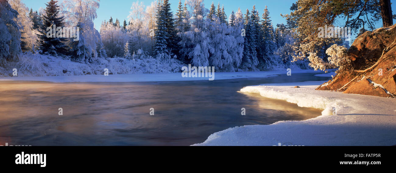 Dal Fluß im Winter in der Provence Dalarna Schweden Stockfoto