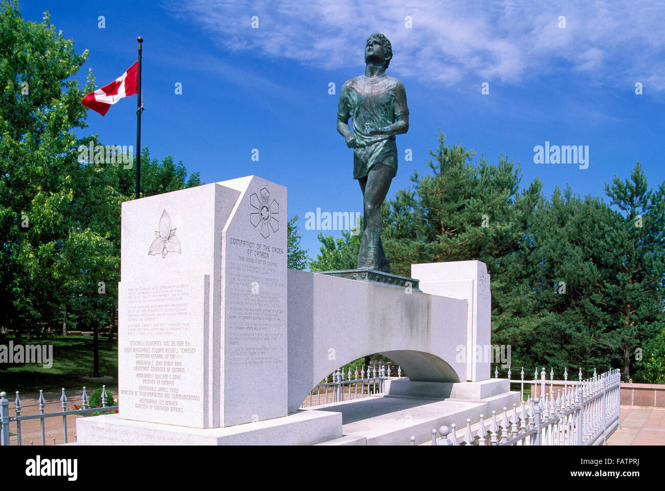 Terry-Fox-Denkmal am Terry Fox Scenic Lookout in der Nähe von Thunder Bay, Ontario, Kanada Stockfoto