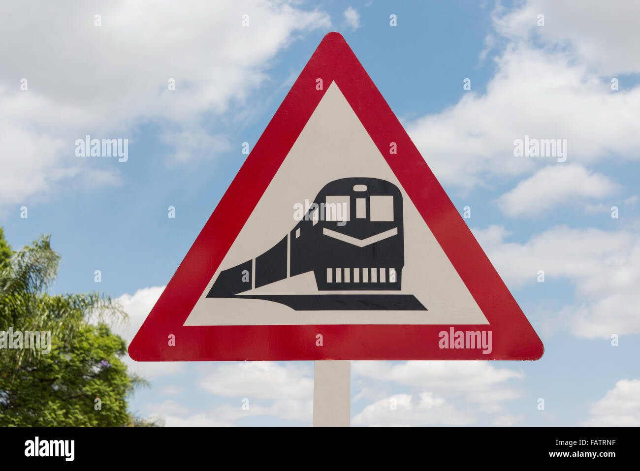 Eisenbahn Kreuzung Zeichen, Oak Avenue, Cullinan, Tshwane Stadtverwaltung, Provinz Gauteng, Südafrika Stockfoto