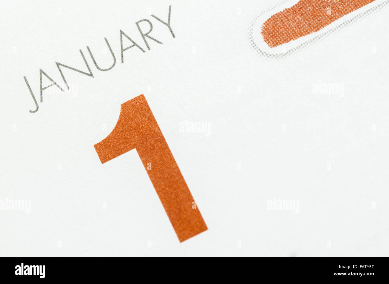 Kalenderblatt mit markierten Datum der 1. Januar. Stockfoto