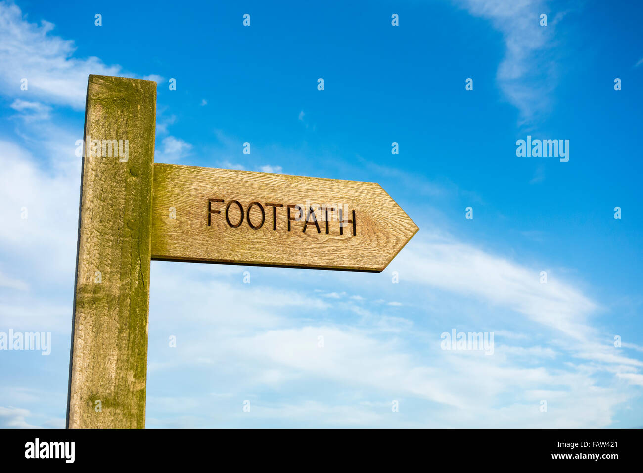 Wanderweg-Zeichen. UK Stockfoto