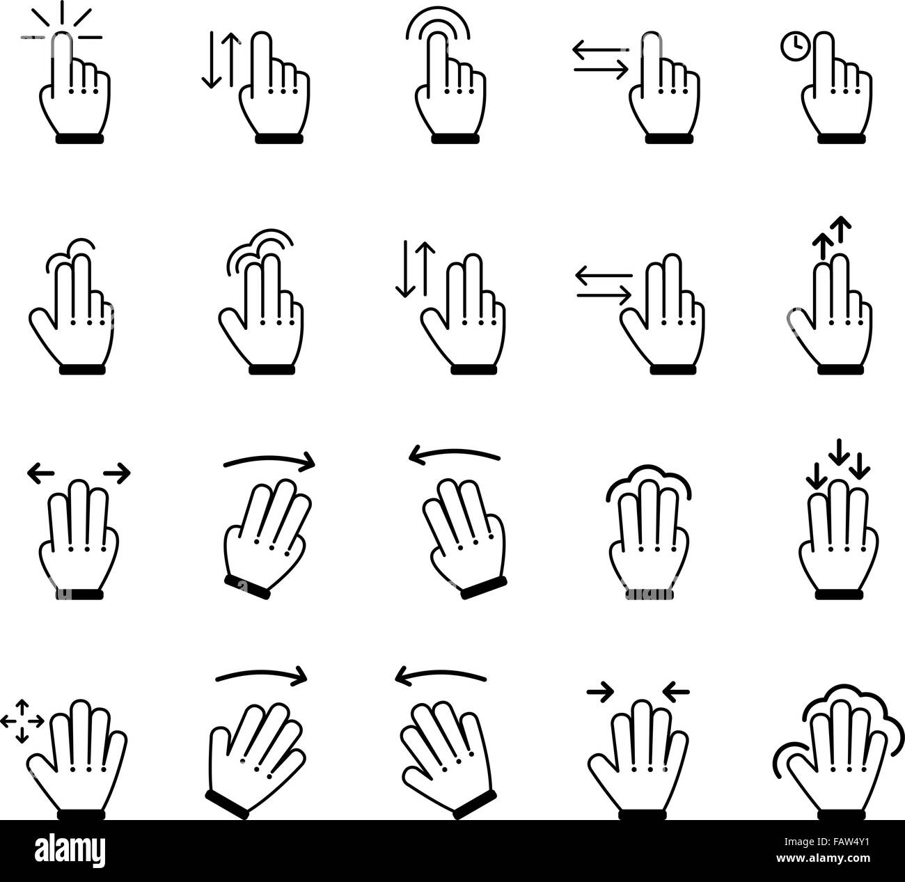 Hand-Gesten-Icon-Set. Vektor-Illustration Stock Vektor