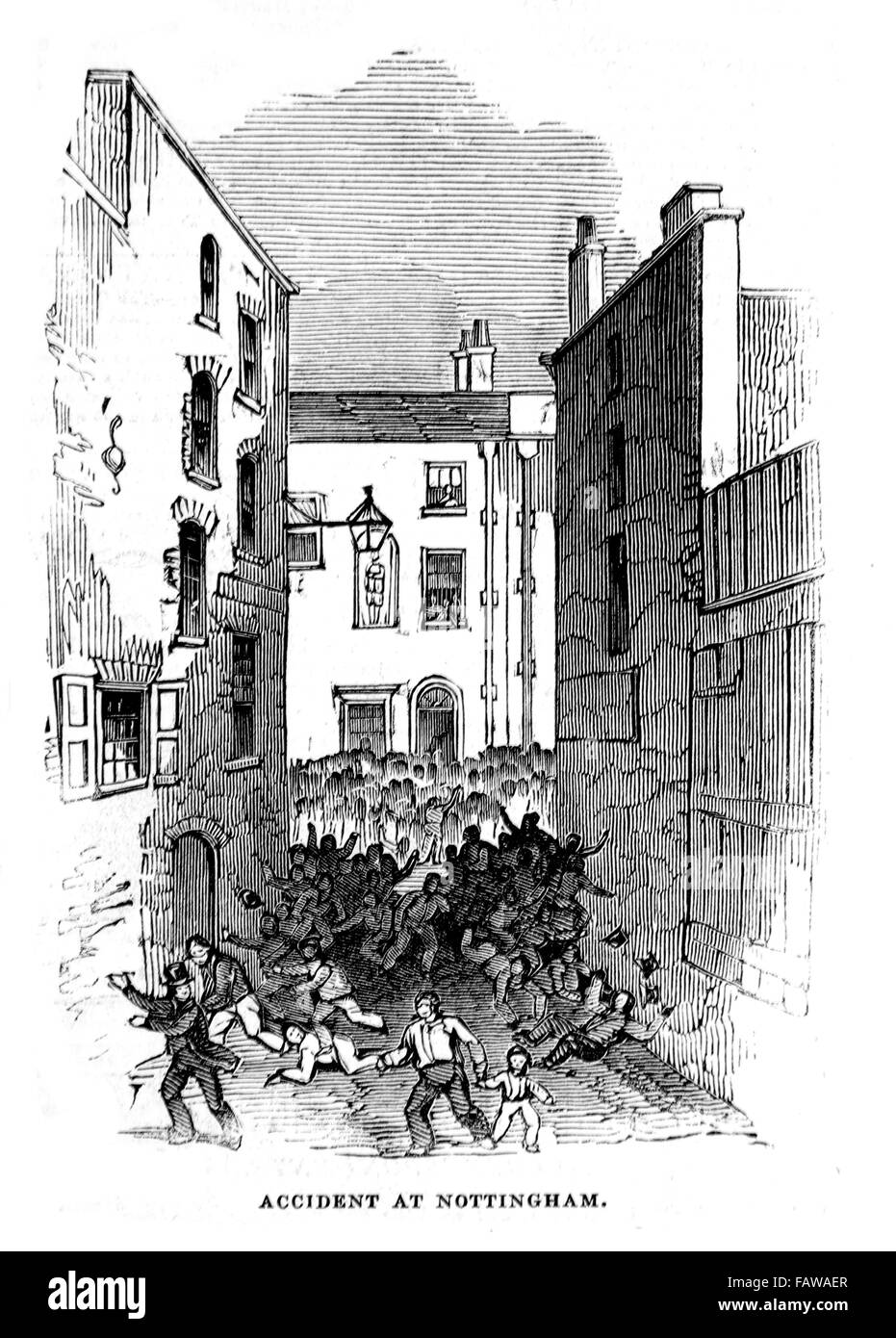 Zerkleinern von Zuschauern über die Hinrichtung von William Saville, 7. August 1844, Nottingham; Illustrierte London News Juli 1844; Schwarz ein Stockfoto
