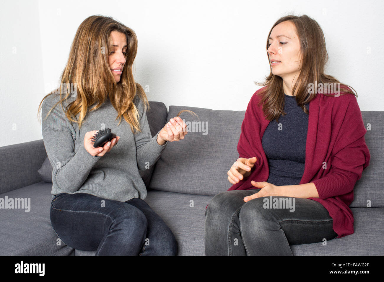 Frau Haarausfall Stockfoto