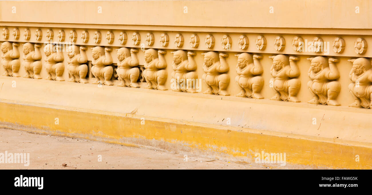 Die Wände des Korridors der Tempel in Thailand Stockfoto