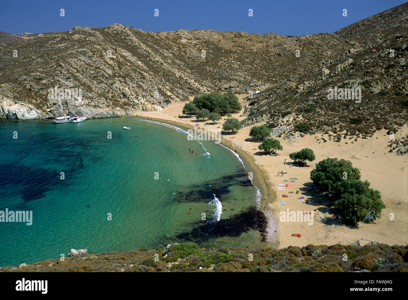 Griechenland, Dodecanese Inseln, Patmos, Strand Psili Ammos Stockfoto