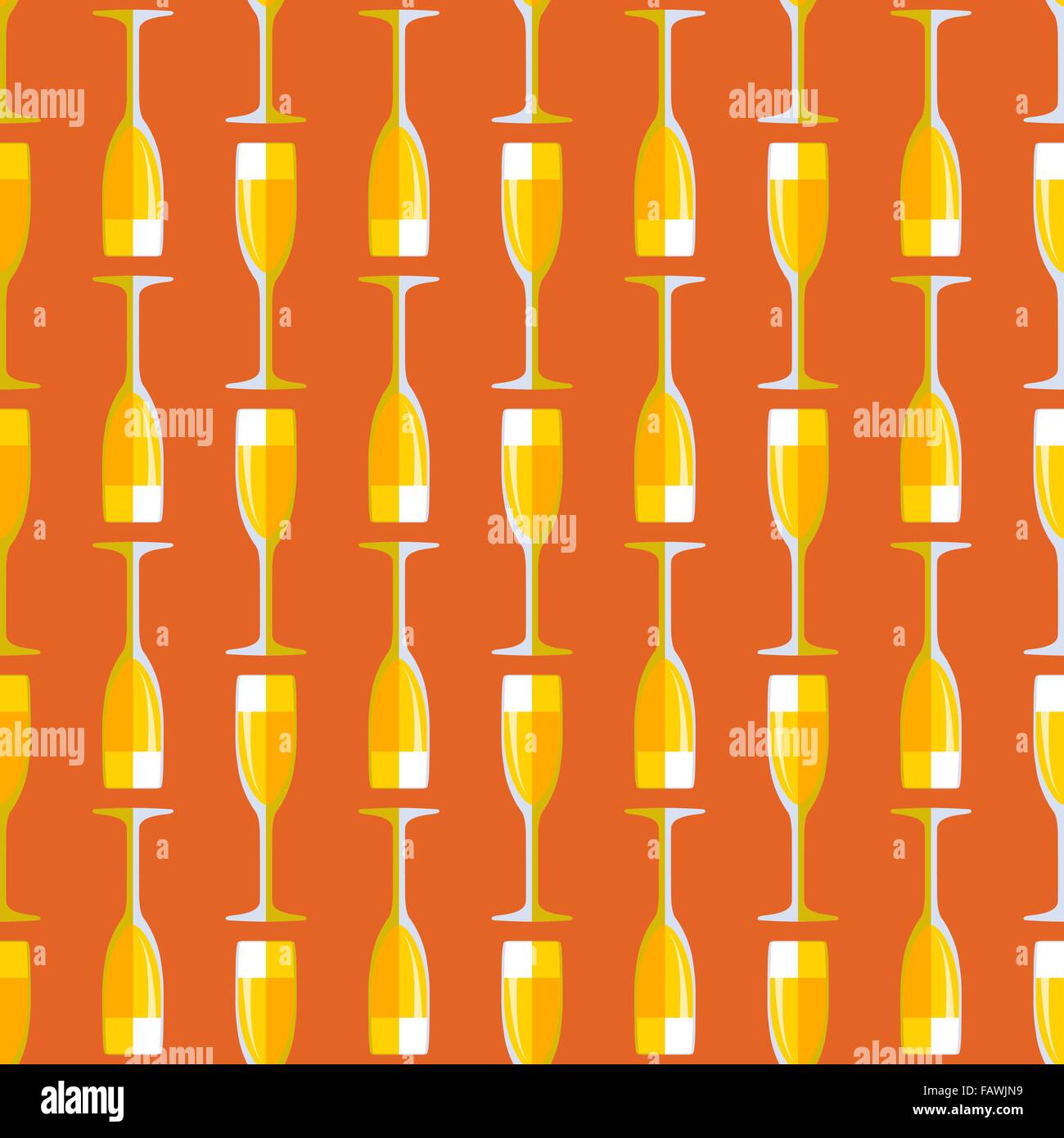 Vektor gold farbigen flach Stil orange Sektglas Musterdesign auf braunem Hintergrund Stock Vektor