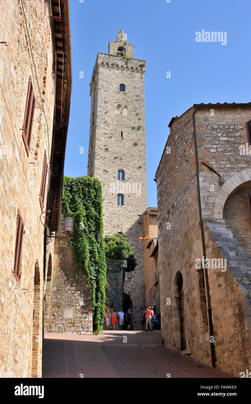 Torre Grossa, Turm des Palazzo del Popolo (altes Rathaus), San Gimignano, Toskana, Italien Stockfoto