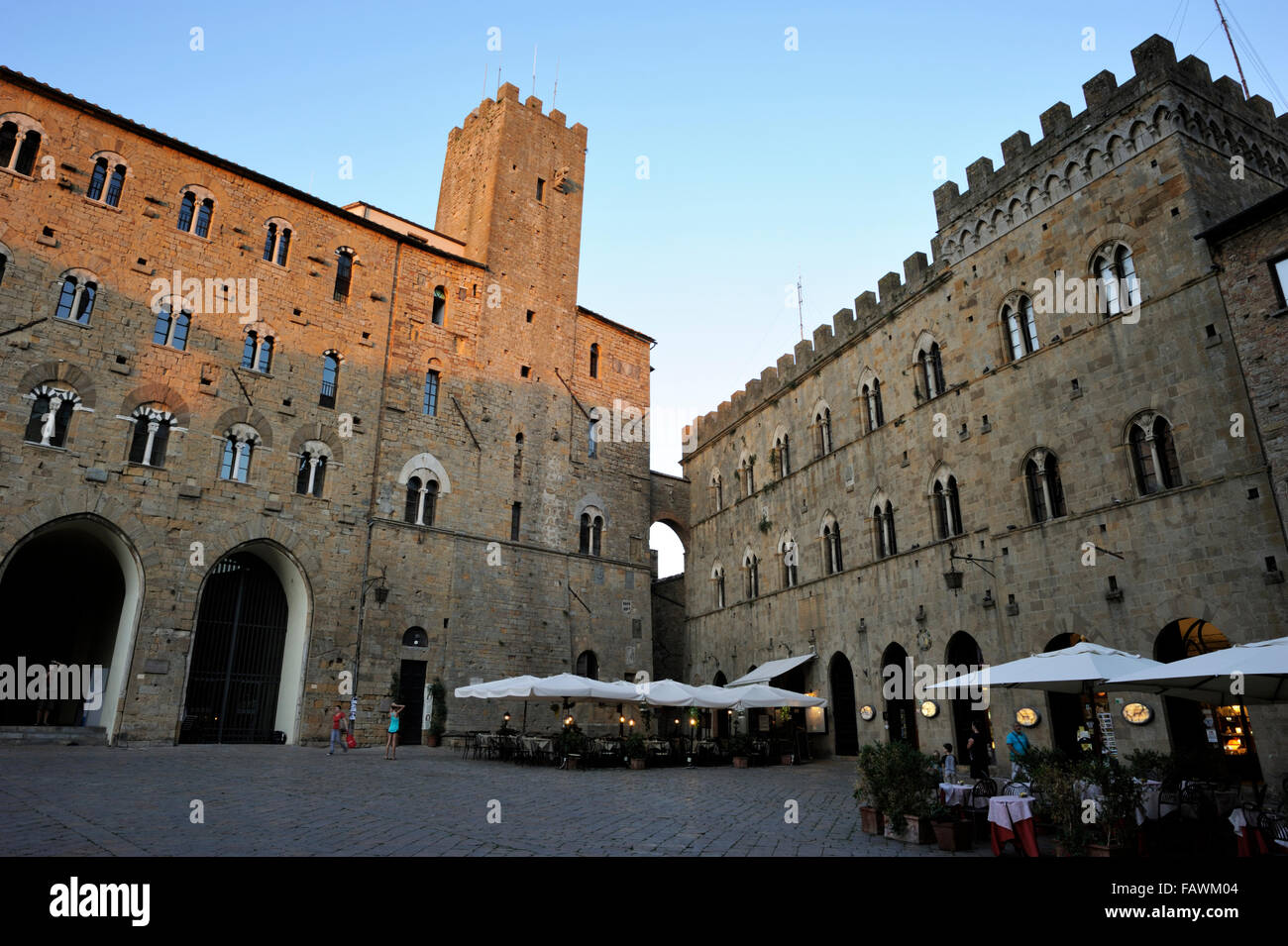 Palazzo Pretorio, Piazza dei priori, Volterra, Toskana, Italien Stockfoto