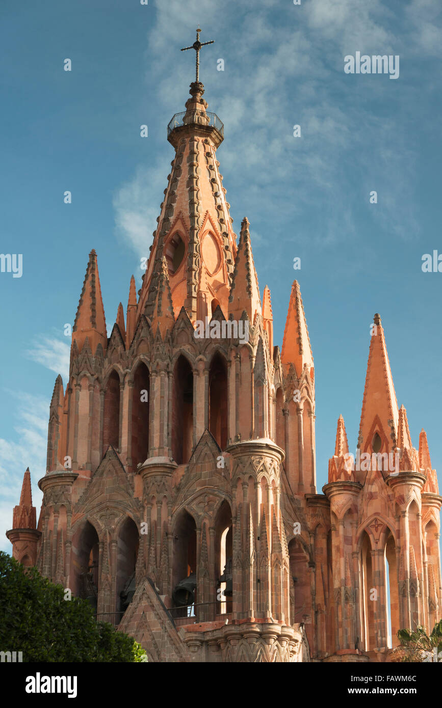 Pfarrkirche; San Miguel de Allende, Guanajuato, Mexiko Stockfoto