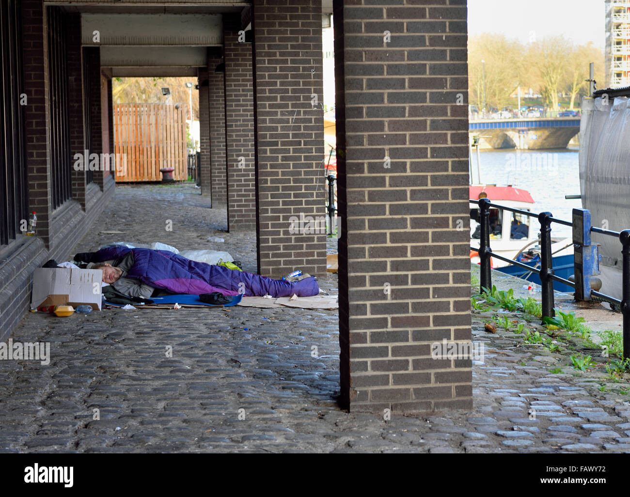 Der Obdachlose Straße im zentralen Bristol, UK Stockfoto