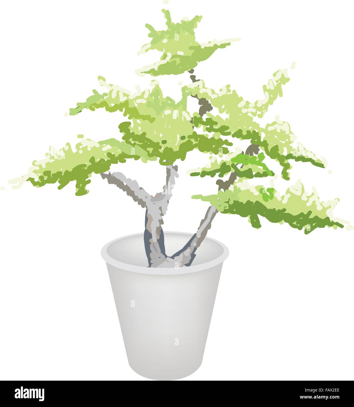 Zur Veranschaulichung der schönen BonsaiBaum in einem Blumentopf für