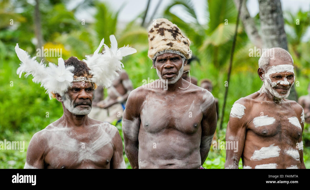 Asmat mit einem traditionellen Malerei auf ein Gesicht, Kappe aus Cuscus und Kakadu Federn. 28. Juni 2012 Jow Village, Asmat Provinz, ich Stockfoto