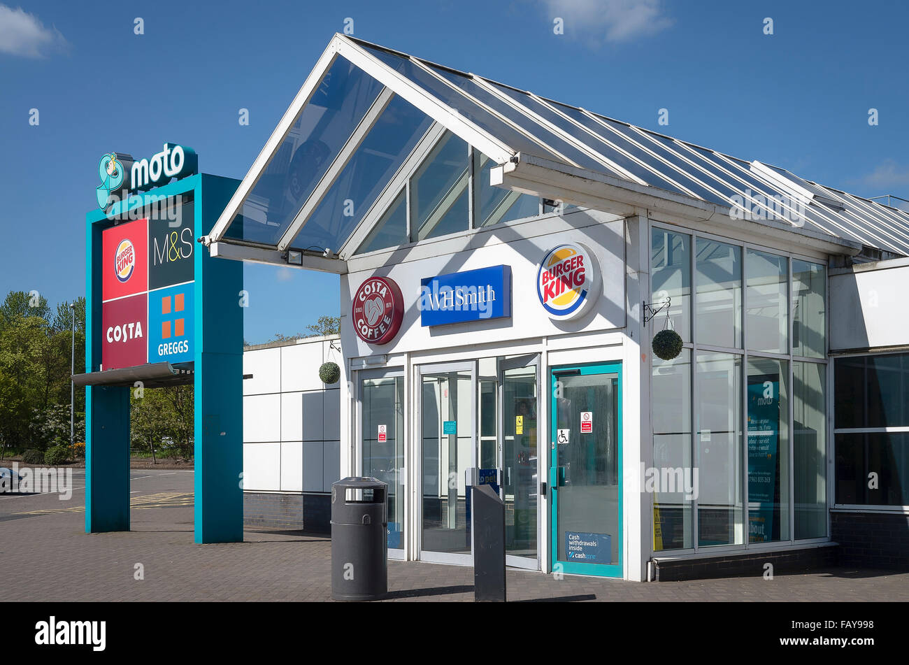Eingang zum Frankley Moto Service Station M5 South England uk eu Stockfoto