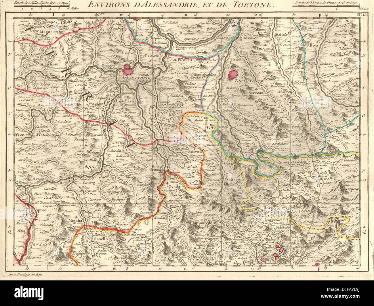 ALESSANDRIA & TORTONE. Novi Ligure Nizza Monferrato Fornari. Anville, 1754-Karte Stockfoto