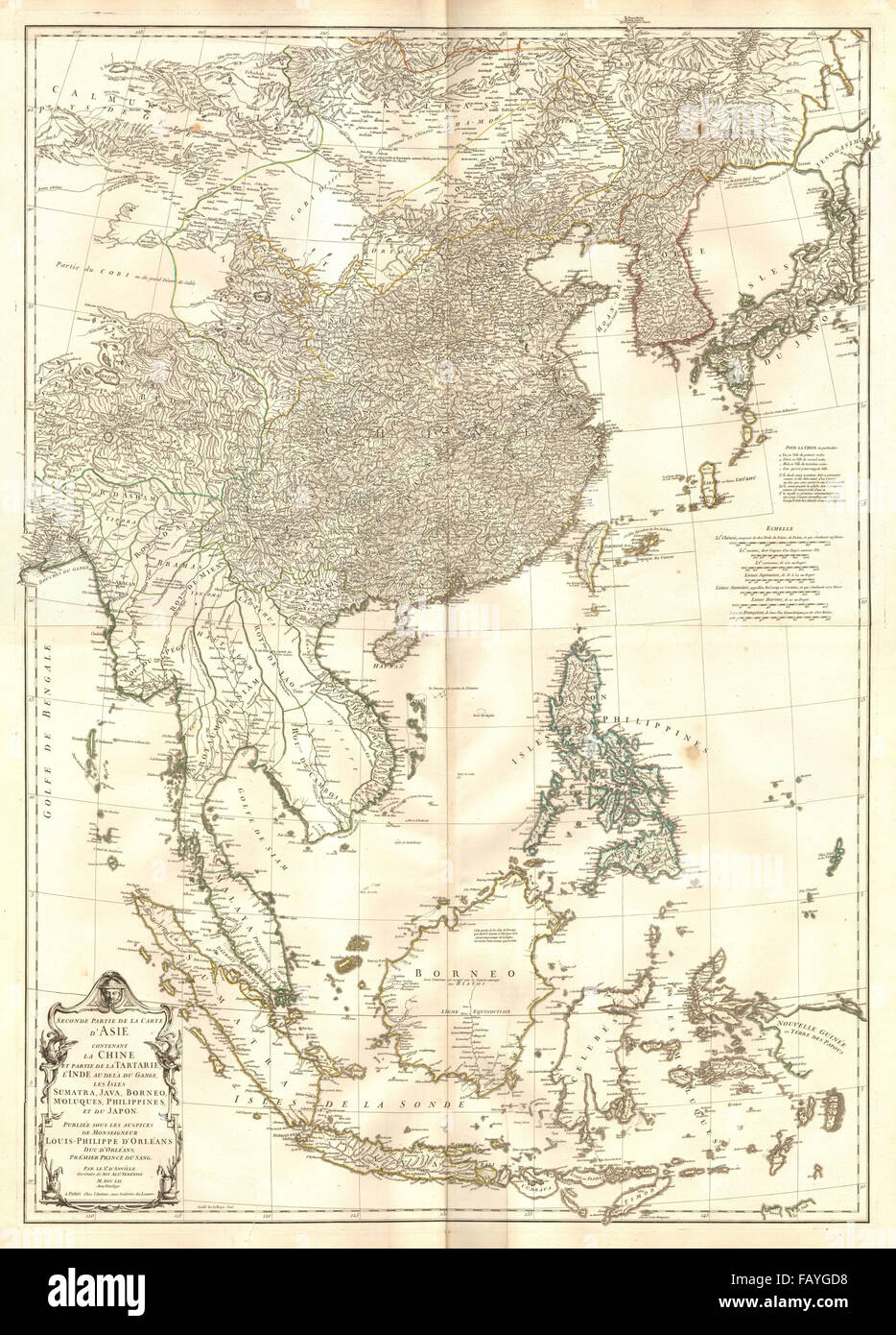 Seconde Partie De La Carte d'Asie. Ost-Asien/Indien Indochina. Anville 1752 Karte Stockfoto