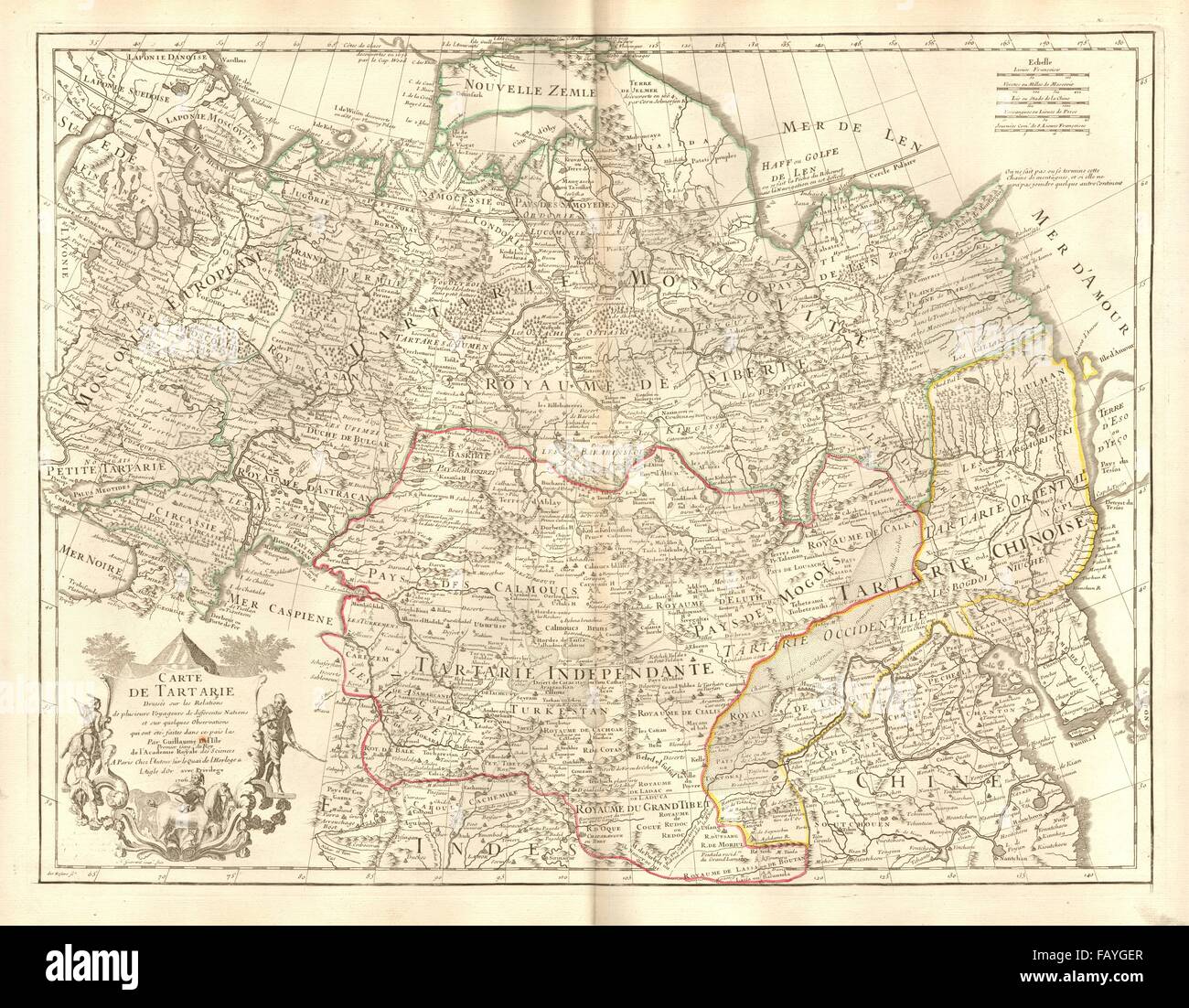 "Carte de Tartarie". Tartary. North & Zentralasien. Sibirien. DE l ' Isle, 1706 Karte Stockfoto