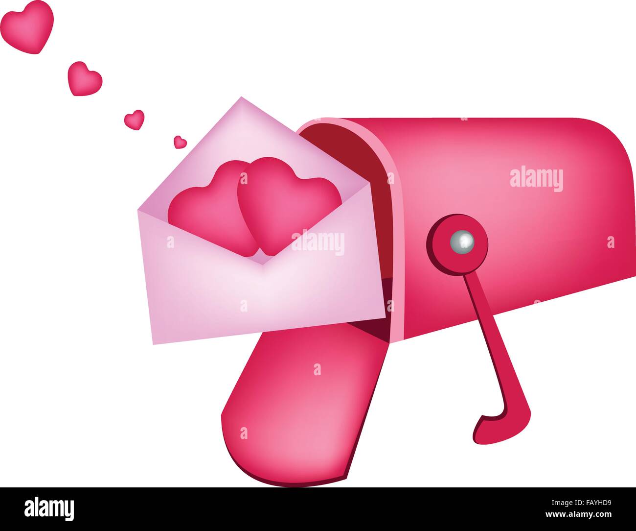 Ein offener Standard Postfach oder Briefkasten empfangen Liebesbrief und  zwei Herzen in rosa Briefumschläge, eine perfekte romantische Geschenk oder  Stock-Vektorgrafik - Alamy