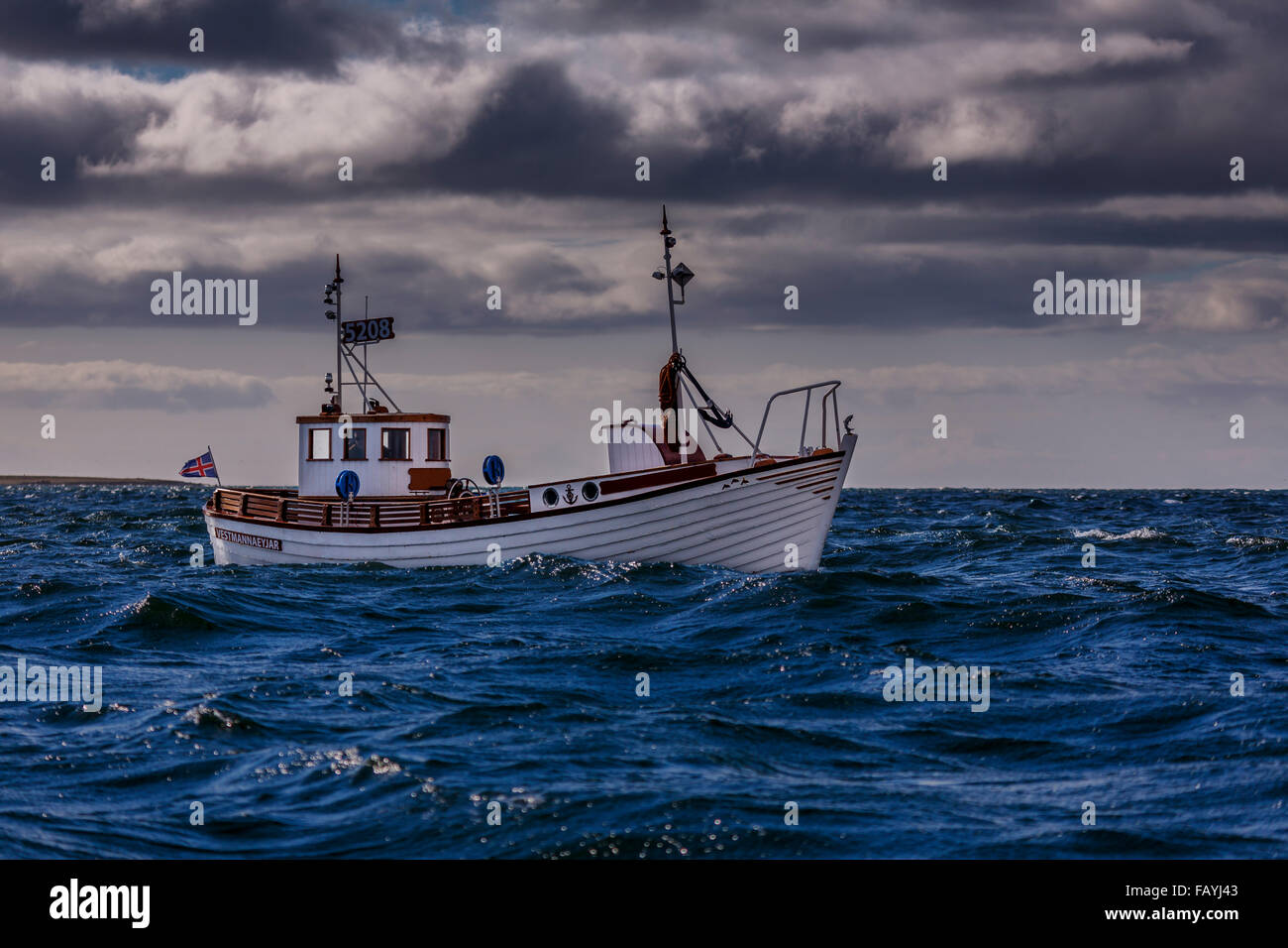 Angelboot/Fischerboot im Hafen von Reykjavik, Island Stockfoto