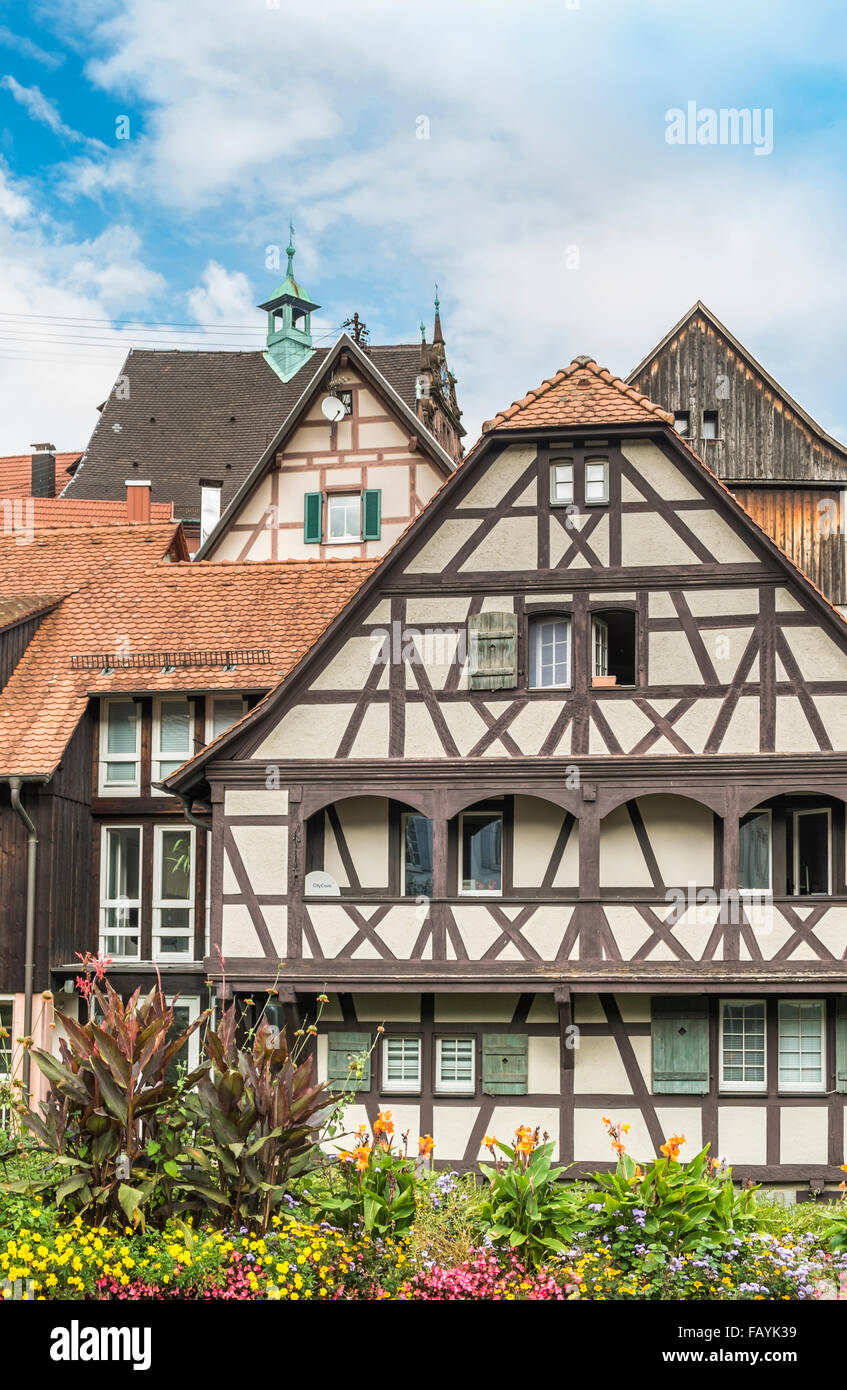 Gassen in der Altstadt von Gernsbach, Fachwerk Häuser, historische Stadtzentrum, Gernsbach, Schwarzwald, Baden-wuertte Stockfoto