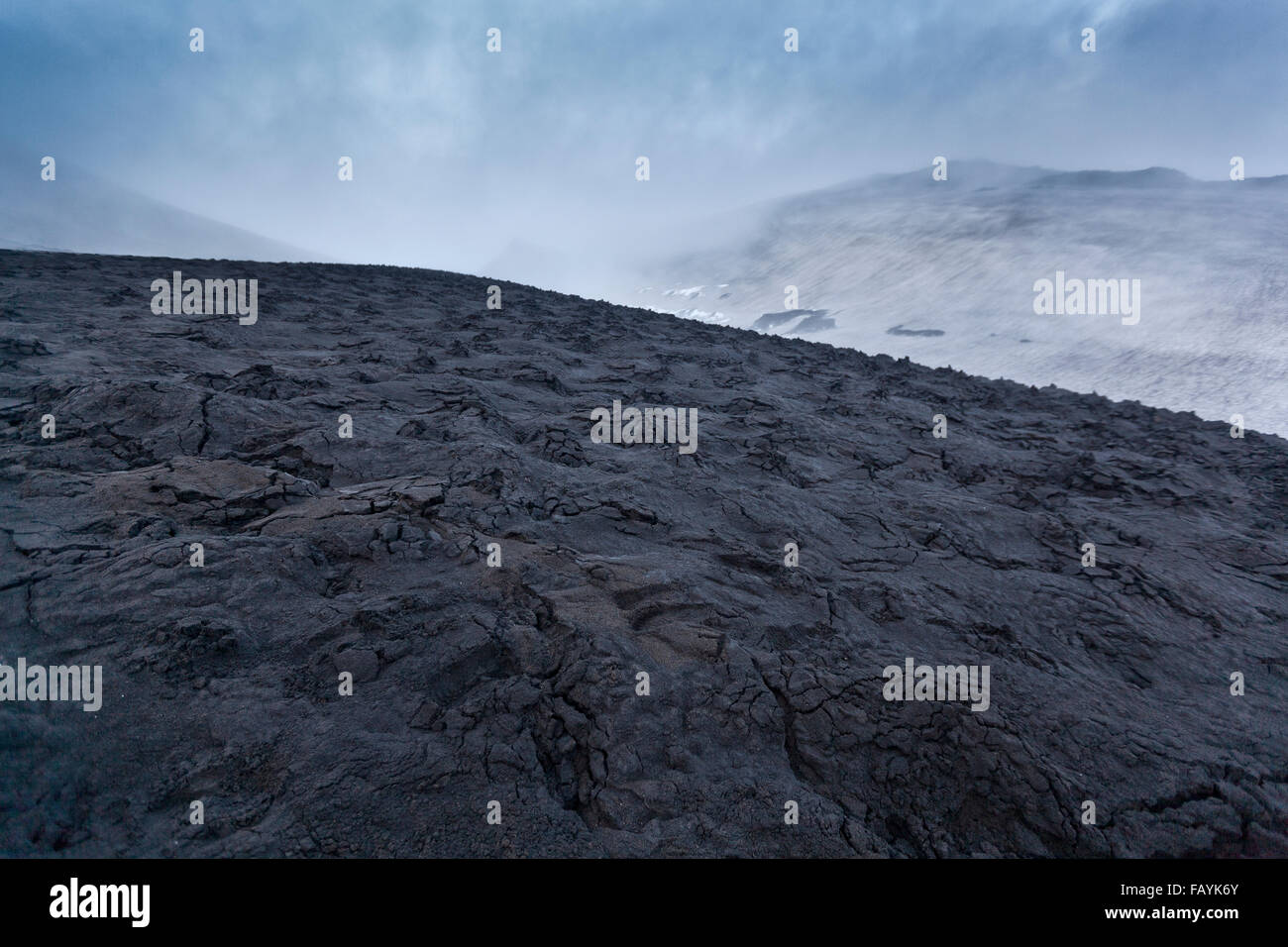 Frische Lavafeld, Fimmvörðuháls, Island Stockfoto