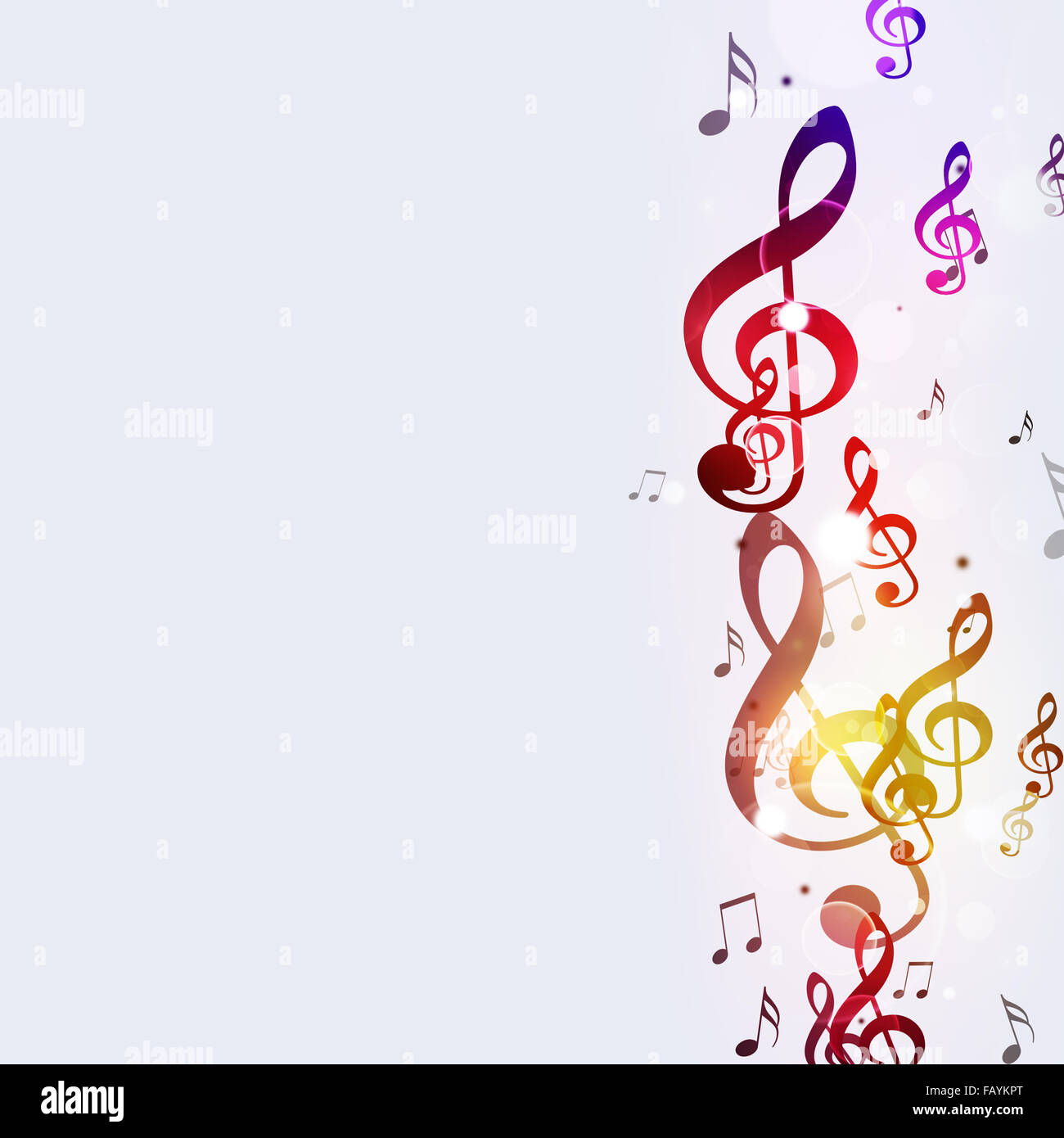 abstrakte hellen Hintergrund mit mehrfarbigen Musiknoten Stockfoto