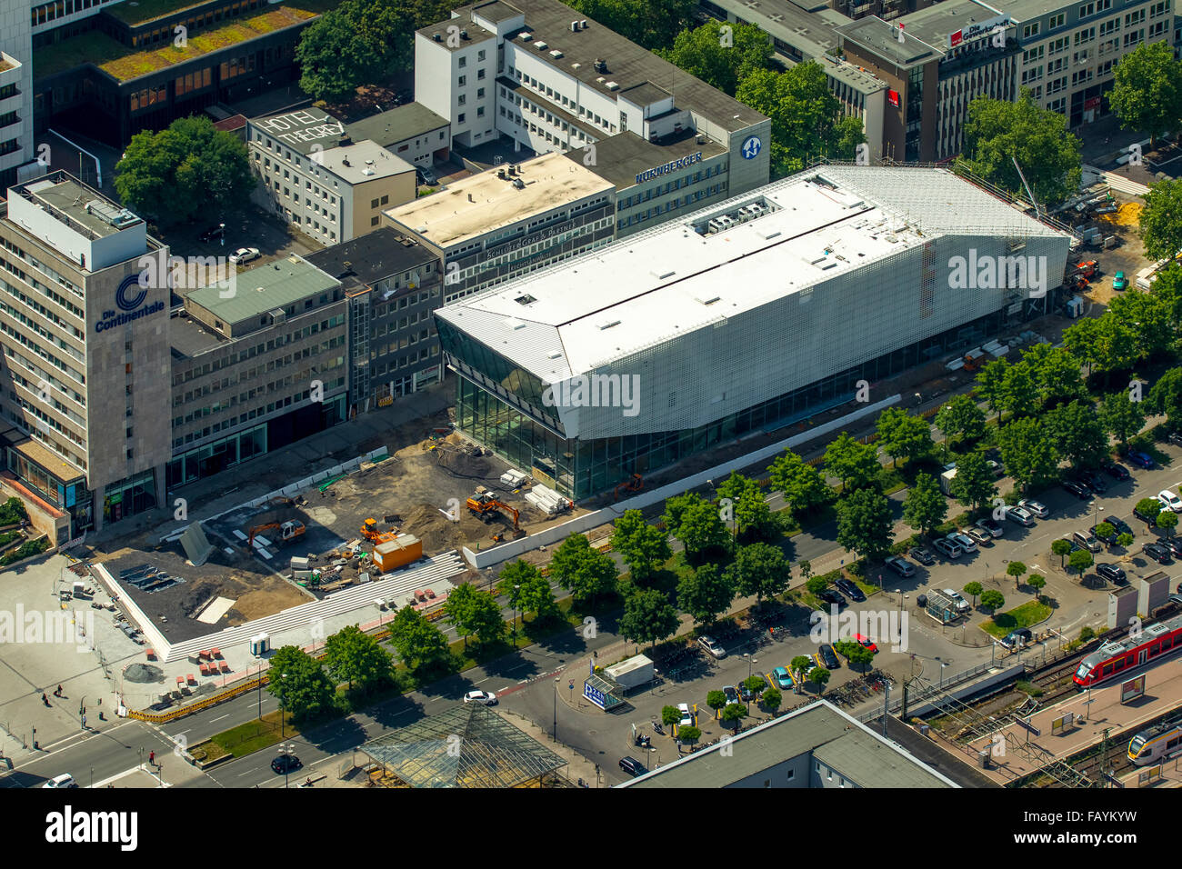 Luftaufnahme, die DFB-Museum, Museum des deutschen Fußballs, deutsche Fußballmuseum, Dortmund, Ruhrgebiet, Nordrhein-Westfalen, Stockfoto