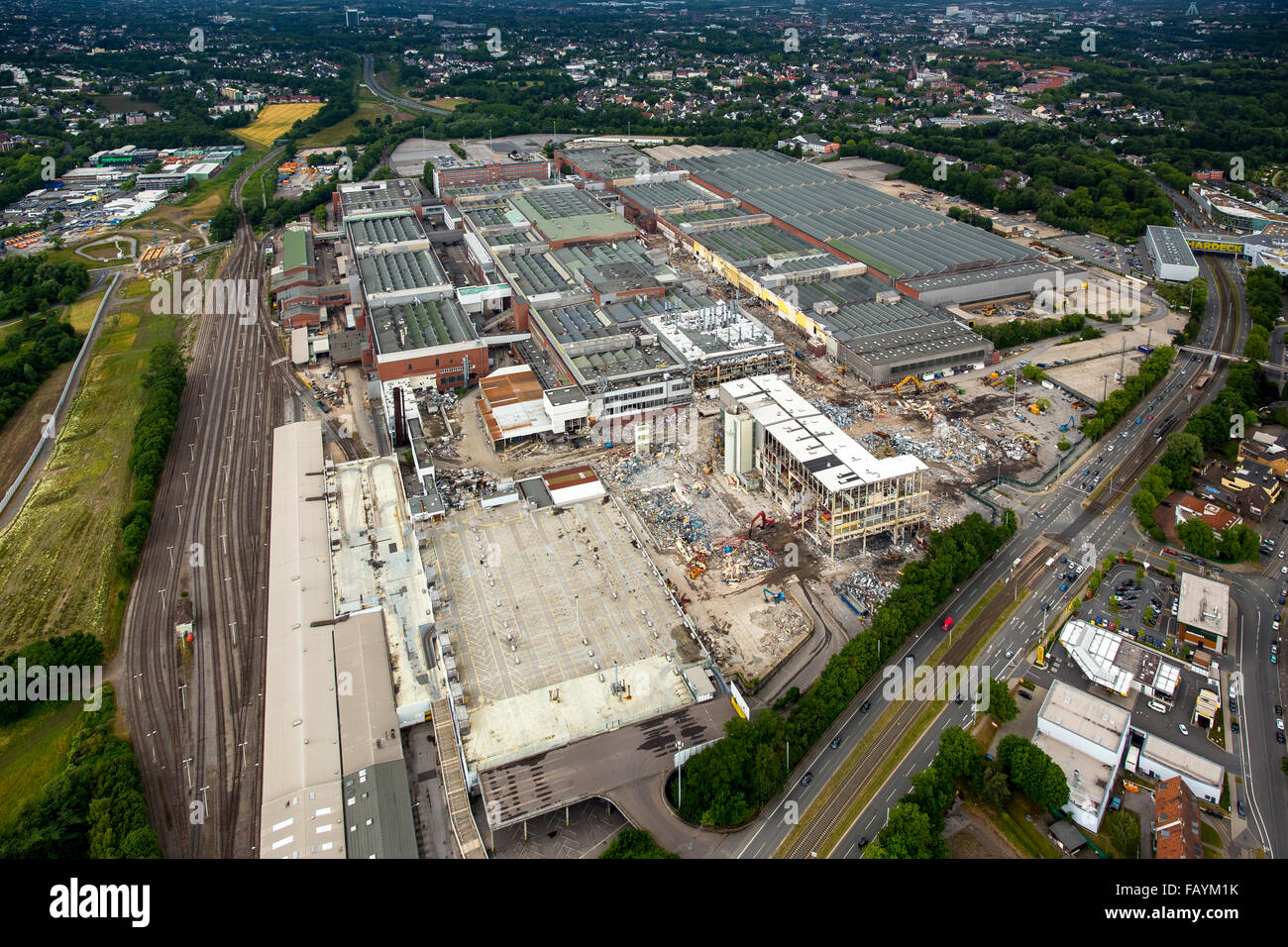 Luftaufnahme, Abbrucharbeiten im Opel-Werk 1, automotive, strukturelle Veränderungen, auto-Industrie, Bochum, Ruhrgebiet, Stockfoto