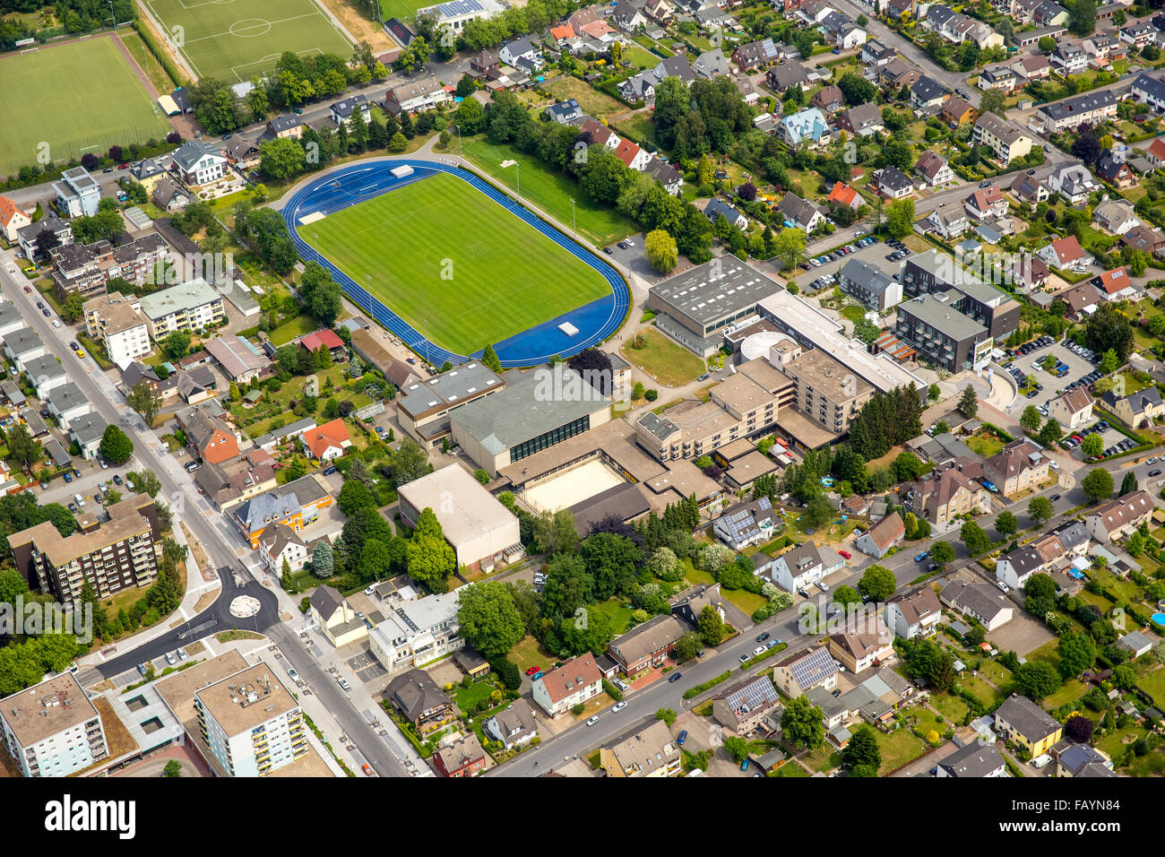 Luftaufnahme, Sportcentrum Kaiserau, Sportcentrum Kaiserau, Schulungszentrum, Schulungszentrum für macht Fußball, Kamen, Ruhrgebiet Stockfoto