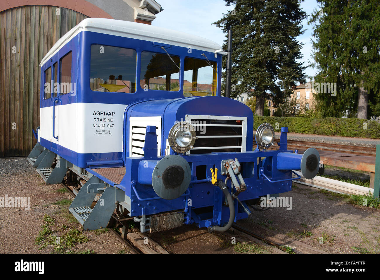 Draisine Arbeit n¡4 M 047 Agrivap Sammlung Ambert Puy de Dome Auvergne Frankreich Stockfoto