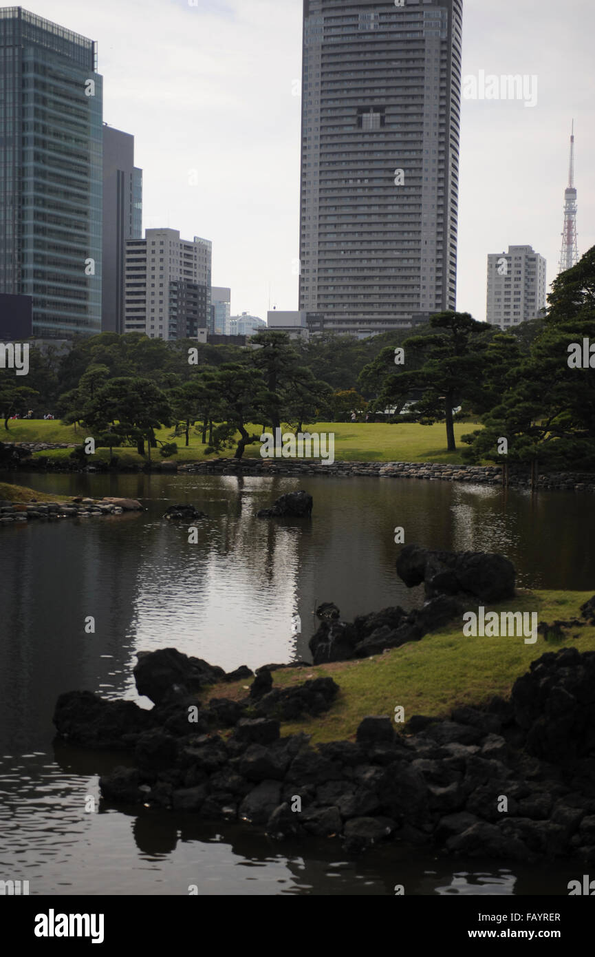 Hama-Rikyu Garten, Shimbashi, Tokyo, Japan Stockfoto