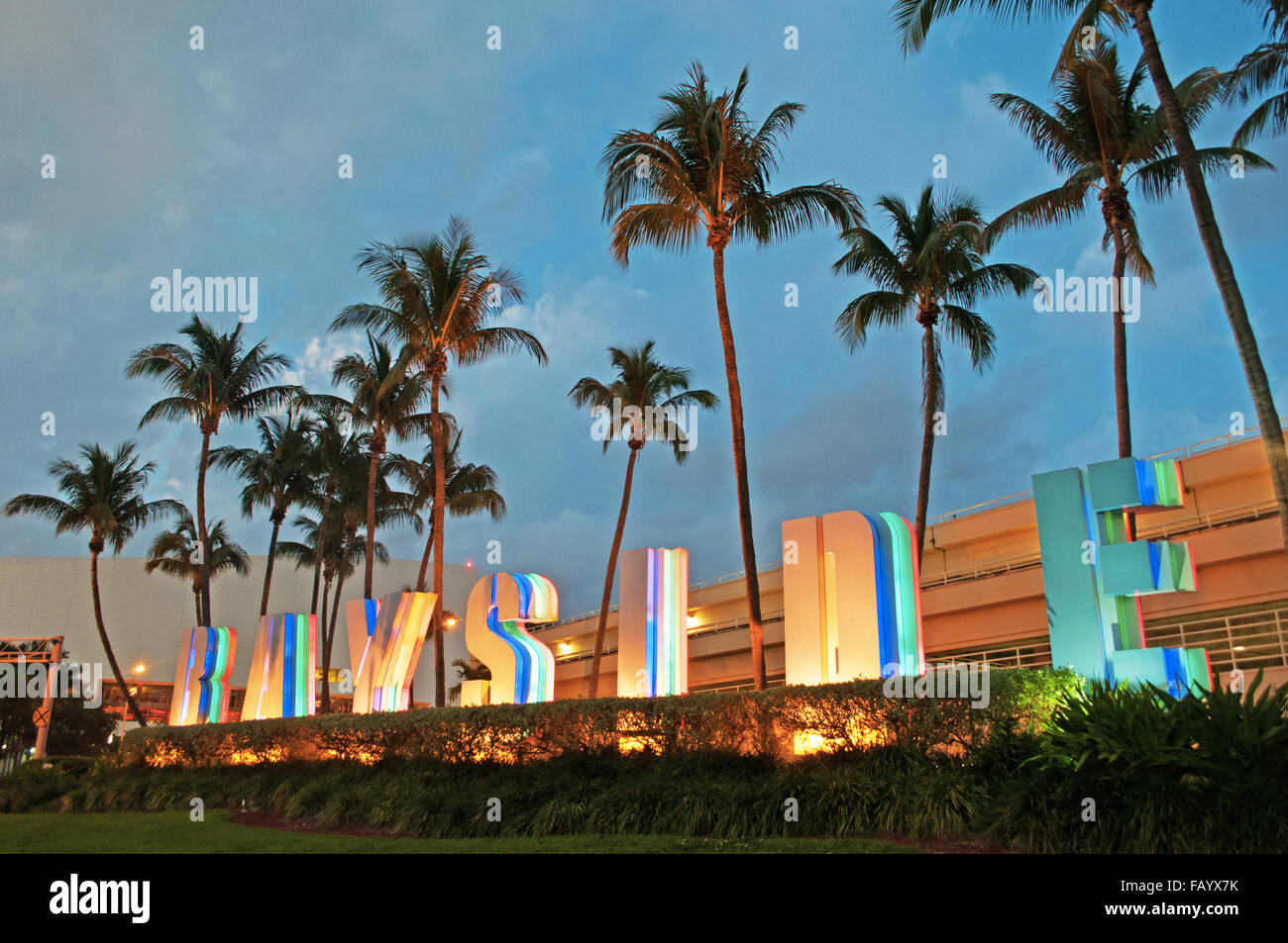 Biscayne Bay, Downtown Miami, US-Bundesstaat Florida, Sunshine State, Küste, Golf von Mexiko, Atlantik, Vereinigte Staaten von Amerika Stockfoto