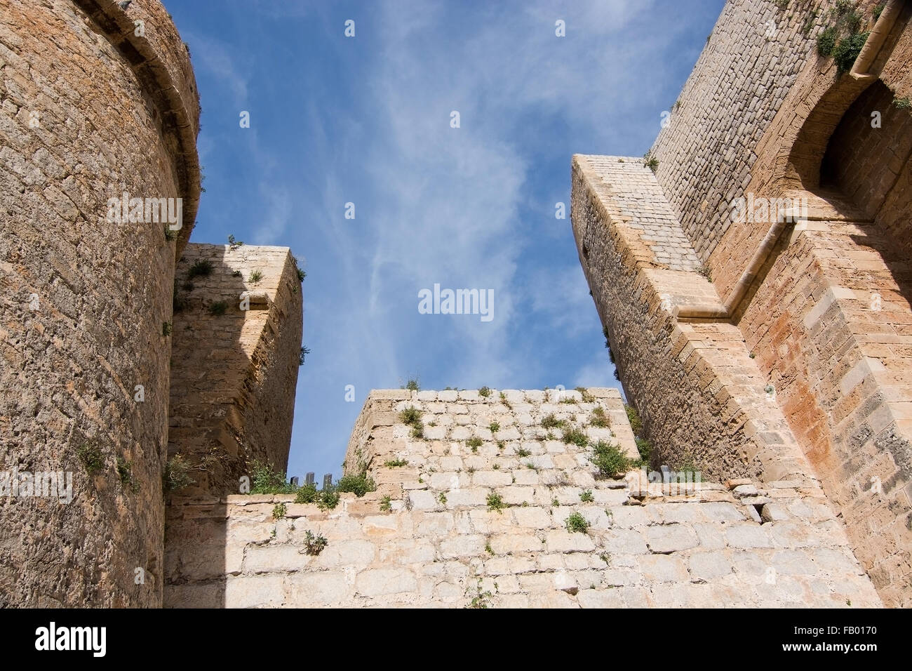 Steingebäude Detail in Eivissa alte Stadt Dalt Vila Stockfoto