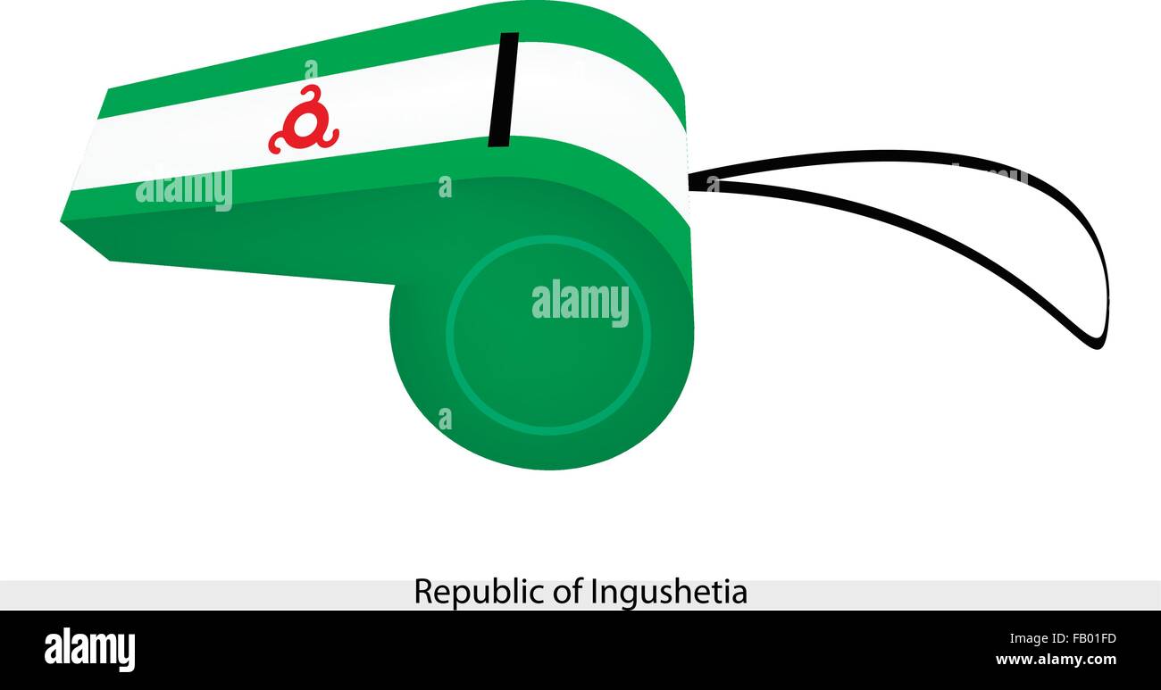 Ein Beispiel für ein rot gestrichenes Symbol mit zwei grüne Streifen auf weißem Grund von der Republik Inguschetien Flagge auf einem Whist Stock Vektor