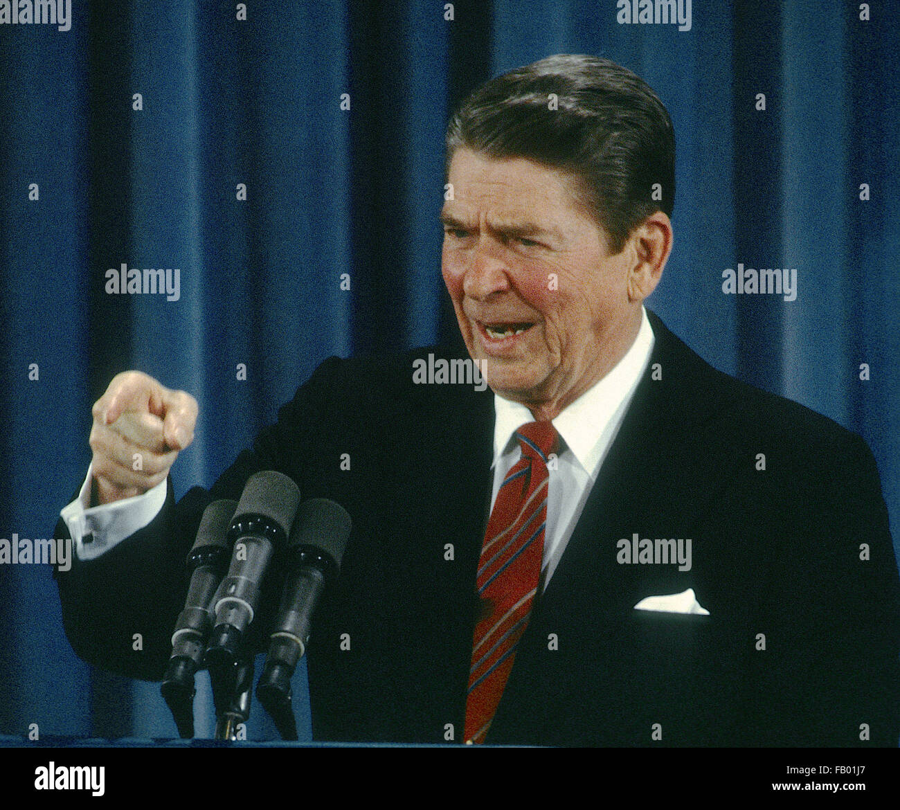 Washington, DC, USA, 22. Februar 1984 Präsident Ronald Reagan 22. Pressekonferenz findet im East Room des weißen Hauses: Mark Reinstein Stockfoto