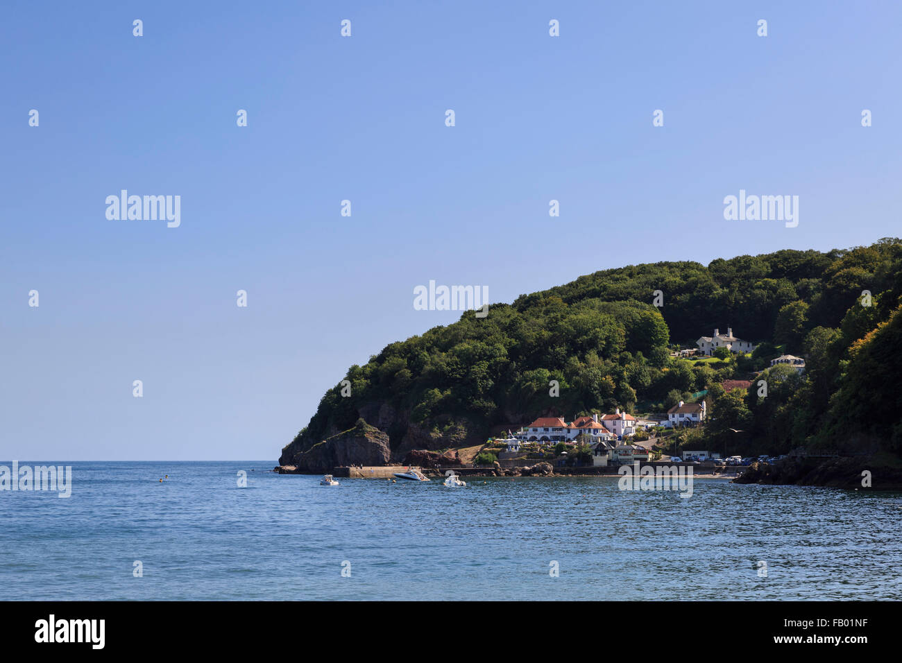 Babbacombe Beach, Babbacombe, Devon, von Oddicombe Strand, an einem herrlichen Sommertag aus gesehen Stockfoto