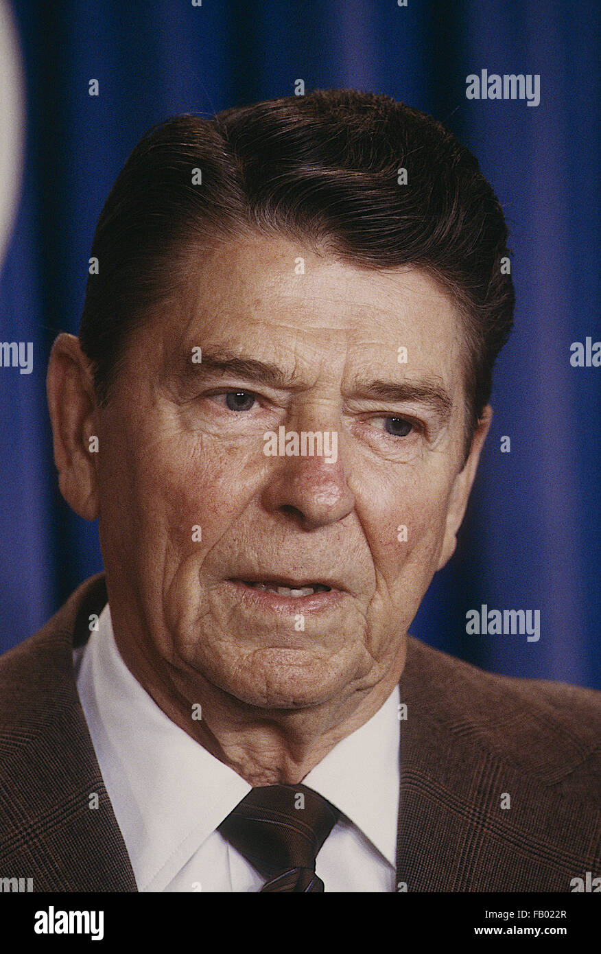 Washington, DC, USA, Februar. 1987 Präsident Ronald Reagan Porträt Credit: Mark Reinstein Stockfoto